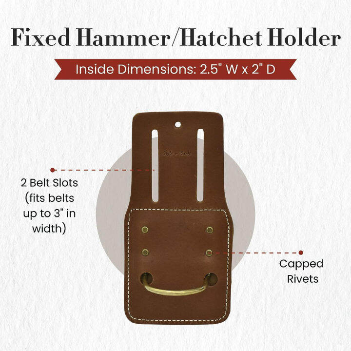 style-n-craft-fixed-hammer-holder-full-grain-leather-hatchet-holder-compatible-with-all-types-of-hammers-and-hatchets-dark-tan-98438-full-grain-leather