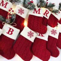 Xmas Socks Christmas Stocking 2022 Christmas Decorations Durable High Capacity Candy Bag Decorations Red White Socks Tights