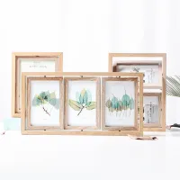 Creative Nordic wood photo frame table 6-inch 7-inch rotating double-sided photo frame combined with multi photo frame