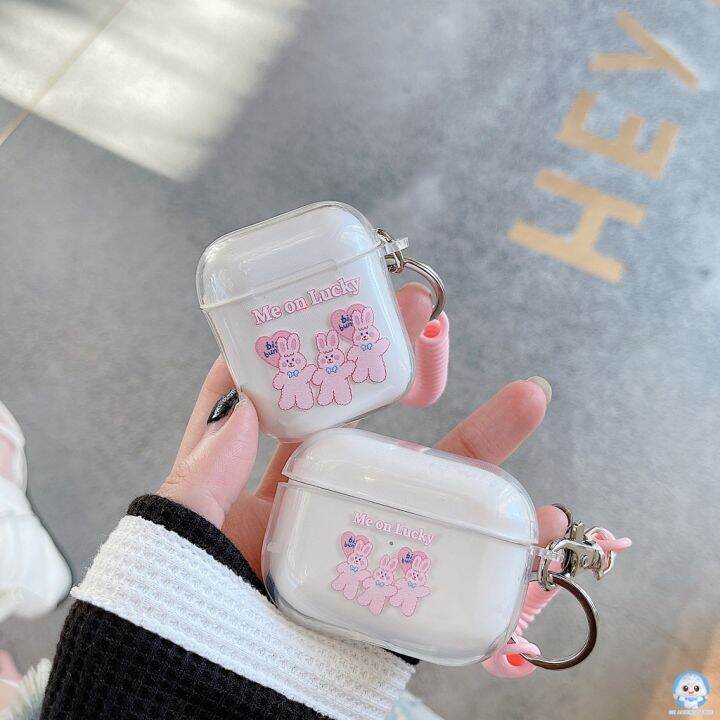 เคสหูฟังบลูทูธ-ซิลิโคน-นิ่ม-แบบใส-ลายกระต่ายน่ารัก-พร้อมสายคล้อง-สีชมพู-สําหรับ-airpods-1-2-3-2nd-generation-ej-bq2534