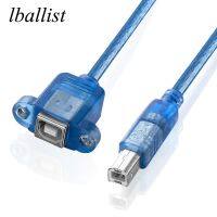 lballist USB 2.0 Type B Male to Type B Female Printer Extension Cable With Screw Panel Mount Hole 30cm 50cm 100cm