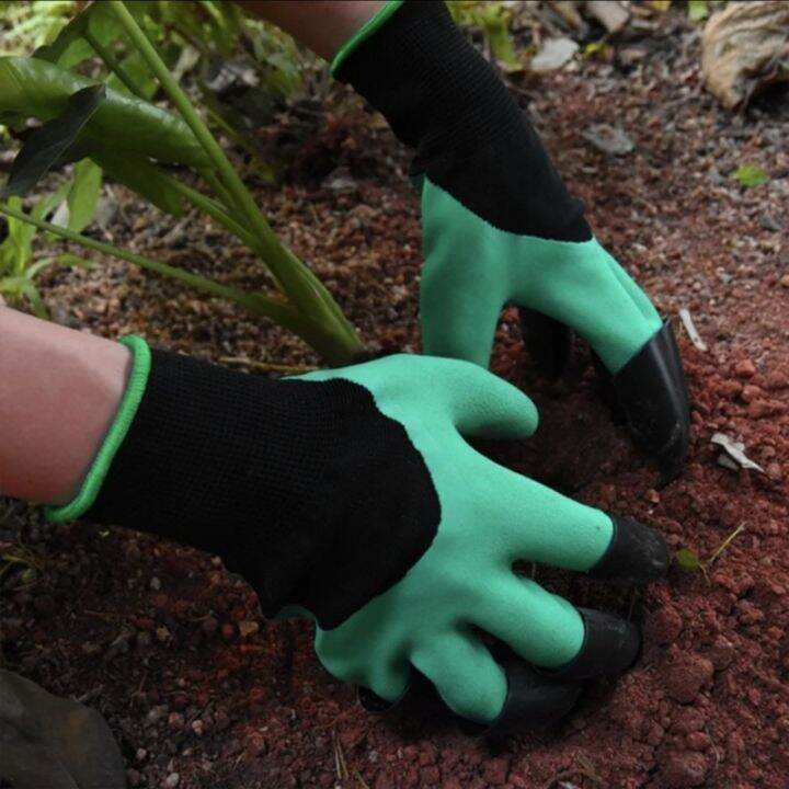 4-8-hand-claw-digging-rubber-gloves-gardening-planting-durable-labor-protection-weeding