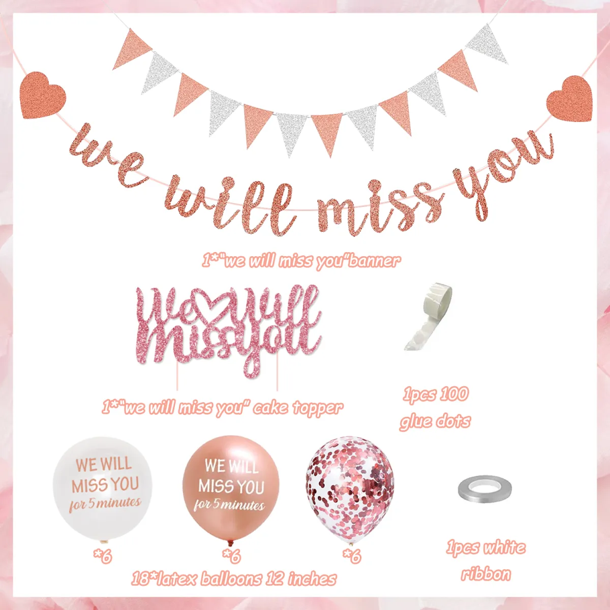CHEEREVEAL Biểu Ngữ Lấp Lánh Trang Trí Tiệc Theo Chủ Đề We Will Miss You Màu Cheereveal Biểu Ngữ Lấp Lánh Trang Trí Tiệc Theo Chủ Đề We Will Miss You Màu