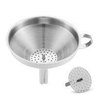 Stainless Steel Kitchen Funnel With Detachable Filter For Transporting Liquids Fluid Adding Ingredients Jams And Marmalades To