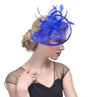 ผู้หญิงหมวกแต่งงาน Fascinator ขนนกตาข่ายพรรคค๊อกเทลผ้าโพกศีรษะกิ๊บใหม่