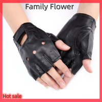 Family Flower Flash Sale PU หนังสีดำขับรถรถจักรยานยนต์ BIKER นิ้วถุงมือผู้ชายผู้หญิงถุงมือ