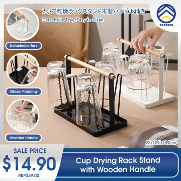 Modern Non Slip Mugs Cups Organizer Drying Rack, Hooks Drainer Holder  Tree,Cup Drying Rack Stand with Drain Tray