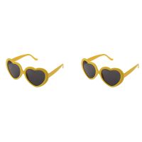 2X Fashion Funny Summer Love Heart Shape Sunglasses Yellow