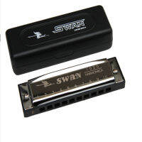 Swan Harmonica Blues 10หลุม Diatonic Harmonica C Key ปากออร์แกน Harp Rock Country Folk Jazz