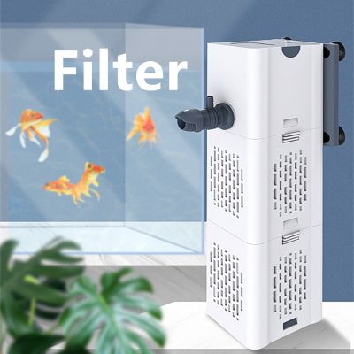 Aquarium Fish Tank Filter Three-in-One Water Purification Circulation Pump Small Built-in Submersible Pump Silent Aeration Wall Stickers Decals