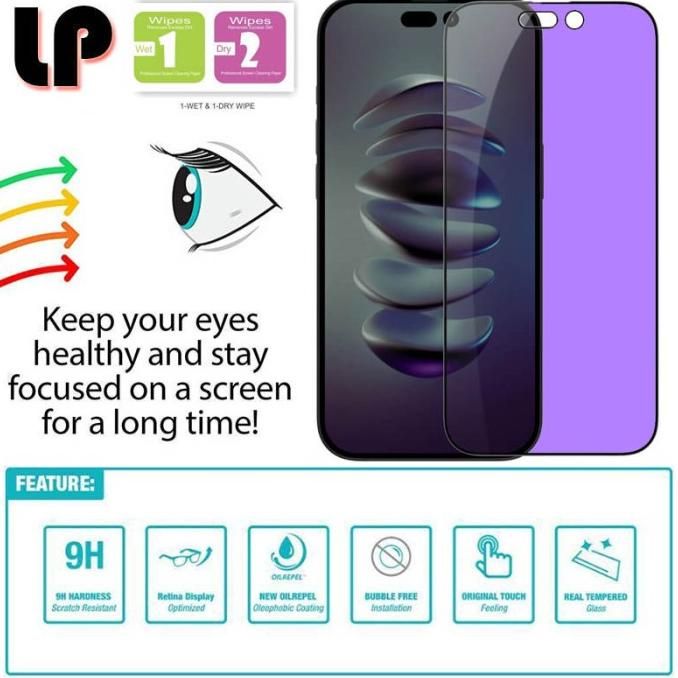กระจกนิรภัย ป้องกันรังสียูวี ป้องกันแสงสีฟ้า สําหรับ Iphone 14 Pro Max