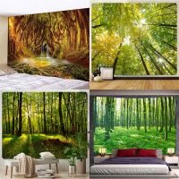 Forest Plants Leaves Psychedelic Scene Home Art Decor Tapestry Hippie Boho Decor Yoga Mat Mandala Room Decor Wall Hanging