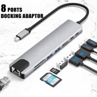 USB C ศูนย์กลางสำหรับ Macbook อะแดปเตอร์8 In 1 PC PD Charge 8พอร์ตแท่นวางมือถือ HDMI-RJ45ที่เข้ากันได้กับ Tf/ การ์ด SD ตัวแยก Macbook Type-C