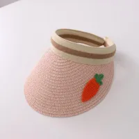 Kid Hat Summer Outdoor Straw Hat Sun Protection Fruit Labeled Cute Cartoon Bucket Cap Handmade Weave Bonnet Empty Top Accessory