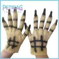 PETIBAG โกธิค ถุงมือคอสเพลย์ พังก์สไตล์ เล็บยาวเล็บ ถุงมือยางนวม ตลกๆ ชุดคอสเพลย์แม่มด ฮาโลวีน