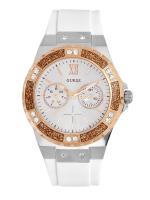 นาฬิกาข้อมือผู้หญิง GUESS Limelight Crystal White Dial Ladies Watch W1053L2 สายหนังสีขาว ตัวเรือนสแต