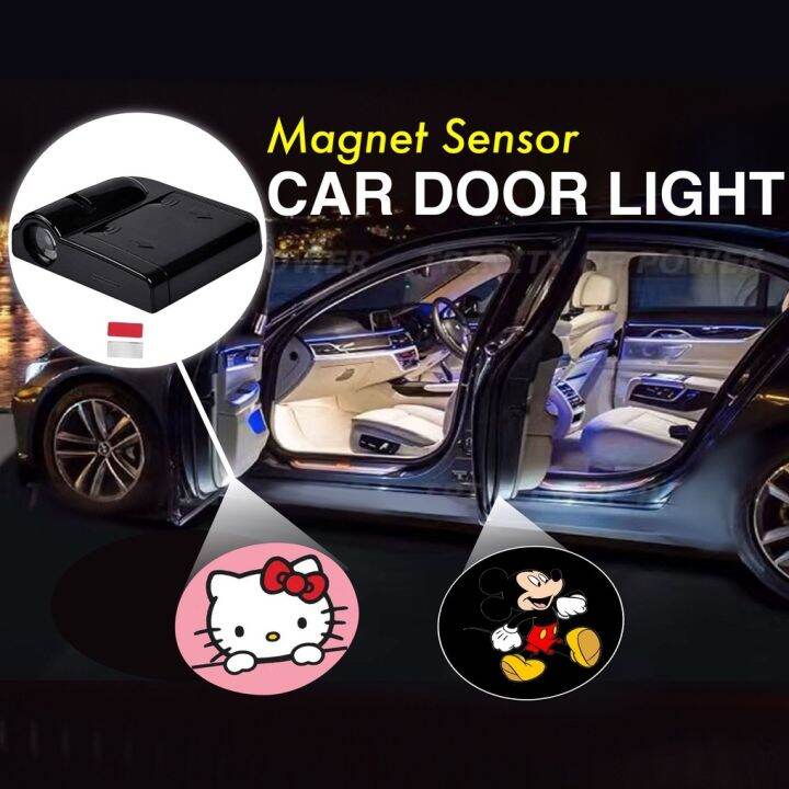 (CARTOON) 2PCS Magnet Sensor Welcome Light Car Logo Door Light Hello ...