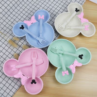 Childrens Tableware Plate for Kids Baby Dishes Dispensing Baby Feeding Set Kit for Babies Crockery Training Bowl Spoon Fork