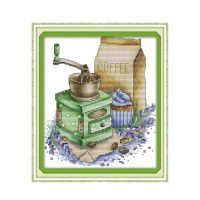 ❒►❄ Coffee 2 cross stitch kit aida 14ct 11ct count print canvas embroidery DIY handmade needlework