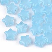 Transparent Spray Painted Glass Beads Star Imitation Jelly Aquamarine 8x8x4mm Hole: 0.8~1mm