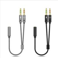 Headphone Splitter Cable for Computer 3.5mm Female to 2 Male 3.5 Jack Mic Audio Y Splitter Microphone Adapter Aux Cable