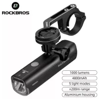ROCKBROS Bike Light Waterproof 1000 lumens Bicycle Hoisting Headlight USB Rechargeable LED Flashlight Aluminum Bike Front Light With Multifunctional Bracket Bike Accessories