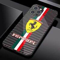 เคสสำหรับไอโฟนโทรศัพท์กันกระแทก Ferrari 14 /Pro/plus/Pro Max/ 13/12/11-กระจกป้องกัน