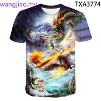 Baru 3D cetak Cina naga T-shirt corak lengan pendek musim panas T-shirt lelaki dan wanita lengan pendek T-shirt