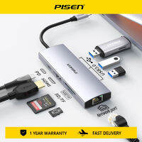 USB ฮับ Pisen ชนิด C ไปยัง HDMI-USB ที่เข้ากันได้ USB 3.0อะแดปเตอร์8 5 4 In 1 Type C ฮับท่าเรือสำหรับ Macbook Pro Air โน้ตบุ๊คยูเอสบี USB C RJ45ตัวแยก SD