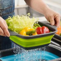 【CC】Folding Drain Basket Vegetable Fruit Cleaning Basin Basket Foldable Strainer Colander Collapsible Drainer Kitchen Storage Tool