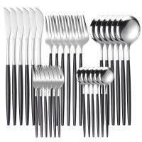 30Pcs Gold ชุดอาหารเย็นสแตนเลสบนโต๊ะอาหารสเต็กมีดส้อมช้อนกาแฟช้อนชา Bright Light Flatware เครื่องล้างจาน Safe