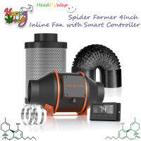 [ส่งฟรี] พัดลมดูดอากาศ Spider Farmer® 4 - 6 Inch 205CFM Inline Fan with Smart Controller, Carbon Filter &amp; Ducting Combo