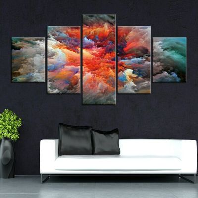 Zhangyanhui2บทคัดย่อ Ash Clouds ผ้าใบภาพ Wall Art HD พิมพ์ Decor เหมาะสำหรับตกแต่งบ้าน5แผงชุด5ชิ้น