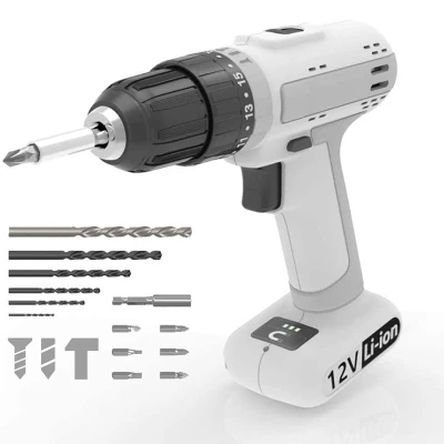 Mileseey สว่านไร้สายชาร์จแบตเตอรี่ลิเธียมสองความเร็วย้อนกลับไฟ LED ปรับแรงบิด (ACD12)