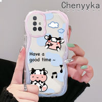 Chenyyka เคสปลอกสำหรับ Samsung กาแลคซี A72 4G A72 5G ลายวัวน่ารักดีไซน์ใหม่เนื้อครีมขอบคลื่นนุ่มเคสมือถือกันกระแทกแบบใสโปร่งใสลายกล้องถ่ายรูปปลอกป้องกันที่เรียบง่ายอ่อนโยน