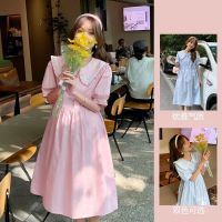 ▫❐▤ Pregnant women 2022 summer short-sleeved mid-length Korean style loose plus-size lapel doll collar dress