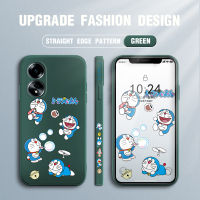 เคสโทรศัพท์สำหรับ OPPO A18 A38การ์ตูนโดราเอมอนแมวอะนิเมะเคสโทรศัพท์ดีไซน์ด้านข้างลายขอบสี่เหลี่ยมปลอกซิลิโคนน้ำคลุมทั้งหมดเคสกล้อง