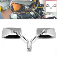 10mm R Rectangle Metal Motorcycle Rearview Side Mirrors Chrome Universal For Honda Rviseur Motorcycle Accessories