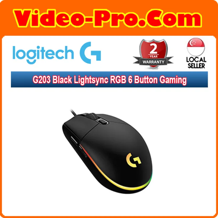 Logitech G203 Black Lightsync RGB 6 Button Gaming Mouse 910-005790