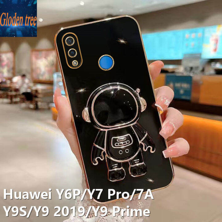 gloden-tree-astronaut-phone-case-for-huawei-y9-2019-y9s-y6p-y7a-y7-pro-y9-prime-luxury-chrome-plated-soft-tpu-square-case-bracket