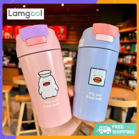 พร้อมสต็อก500มิลลิลิตร Botol อากาศไวรัส Tiktok พรีเมี่ยมเดินทางแก้วกาแฟสแตนเลสร้อนแก้วถ้วยกระติกเทอร์โมขวดน้ำชาแก้ว Thermocup OUA2374