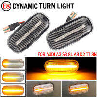 2Pcs รถแบบไดนามิกกระพริบ Blinker ด้านข้างสำหรับ Audi A2 A3 8L A4 B5 8N 4B C5 A8 4D TT ไหลลำดับ Led