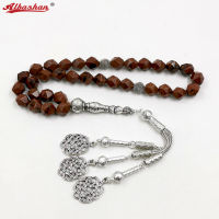 Tasbih อัญมณี Rhombus สีแดง Obsidian หินมุสลิมลูกปัด Misbaha Eid ของขวัญอิสลามลูกประคำ