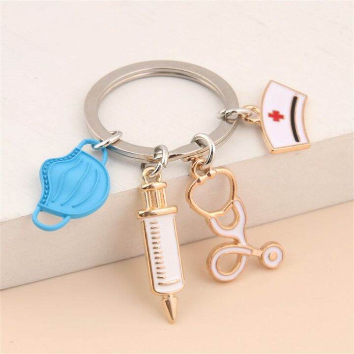 jh-doctor-chain-aid-personnel-car-keyring-syringe-stethoscope-pendant-accessories