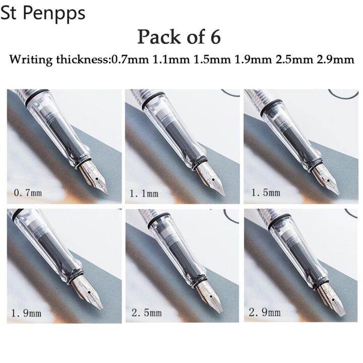 6ชิ้นชุดปากกาแบบขนานประดิษฐ์ตัวอักษร0-7มม-1-1มม-1-5มม-1-9มม-2-5มม-2-9มม-ปากกาเขียนสำหรับปากกาเครื่องเขียนตัวอักษรโกธิค