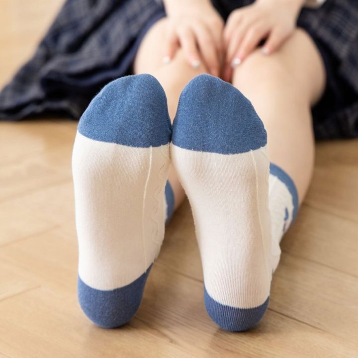 ส่งเร็วจากไทย-ถุงเท้ากันหนาว-ถุงเท้ายาว-แฟชั่น-สีน้ำเงิน-สีขาว-25