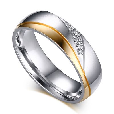 ZORCVENS แหวนสแตนเลสสตีลโรแมนติกสีเงิน2023ใหม่สำหรับผู้หญิงผู้ชายคู่รักปาร์ตี้งานแต่งงานแฟชั่นแหวนหิน CZ แหวนแต่งงาน