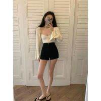 Itim na masikip maong shorts pambabae bagong net pulang mainit mataas na baywang nababanat hot girl super short hot pants