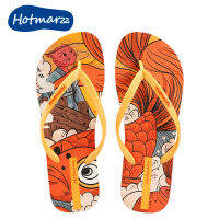 Hotmarzz ประณีต3D พิมพ์สวมใส่สุภาพสตรี Flip-Flops แฟชั่นสบายๆในร่มรองเท้าแตะกันลื่นชายหาดรองเท้าแตะกันน้ำ HM7056