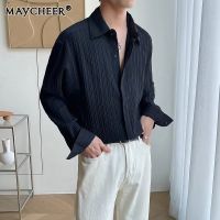 MAYCHEER    เสื้อแขนยาวผู้ชายลำลอง,หลวมและใส่สบาย,เสื้อกันหนาวระบายอากาศด้านบน